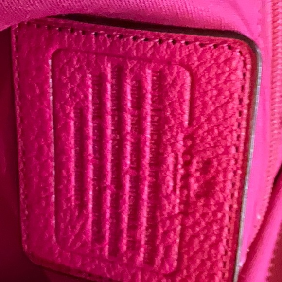 Coach Hot Pink Pebbled Leather Tote With Gold-Tone Hardware Accents Authentic - Picture 9 of 16